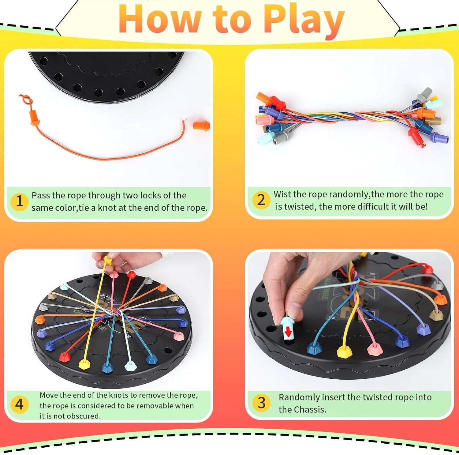 Rope Sorting Puzzle, Brainy Teaser Rope Strategy Board Game Logic Knots Untangling Table Toy