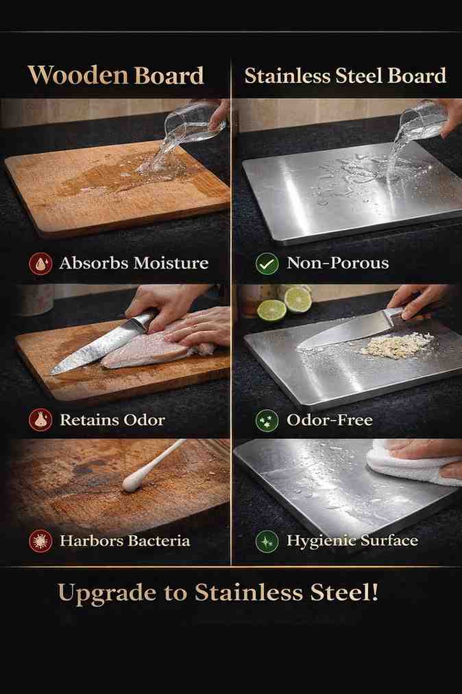Hygienic Stainless Steel Chopping Board for Modern Kitchen